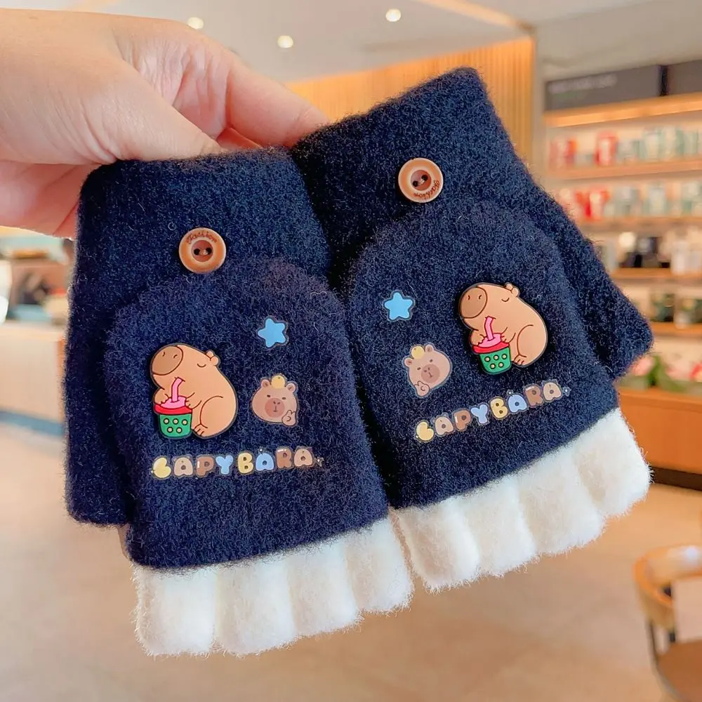 Kids Knitted Winter Gloves Warm Elastic Half Finger