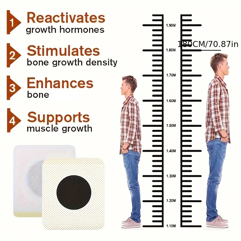 Height Growth Foot Patches Hormone Enhancer Plaster Boosting Patch Bone Strength Calcium Vitamin D Supplements Body Height Care