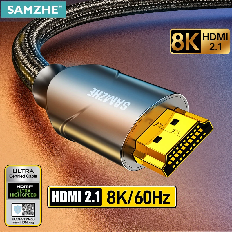 SAMZHE 2.1 초고속 HDMI 케이블, PS5 TV 박스 USB 허브, 8K 60Hz HDMI2.1 48Gbps
