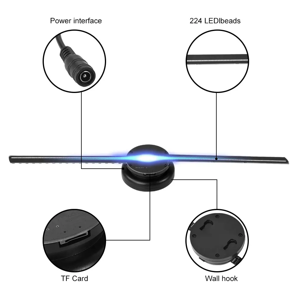 Exibição de Publicidade Holograma Projetor Led Sinal Lâmpada Holográfica Jogador Publicidade Logotipo Luz 3d 224led fã wi fi 3 Computers & Electronics