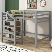 Full Size Loft Bed with Built-in Storage Staircase and Hanger Clothes,White Bed for Boys Bunk Beds for Kids Kids Bed Twin Beds 2