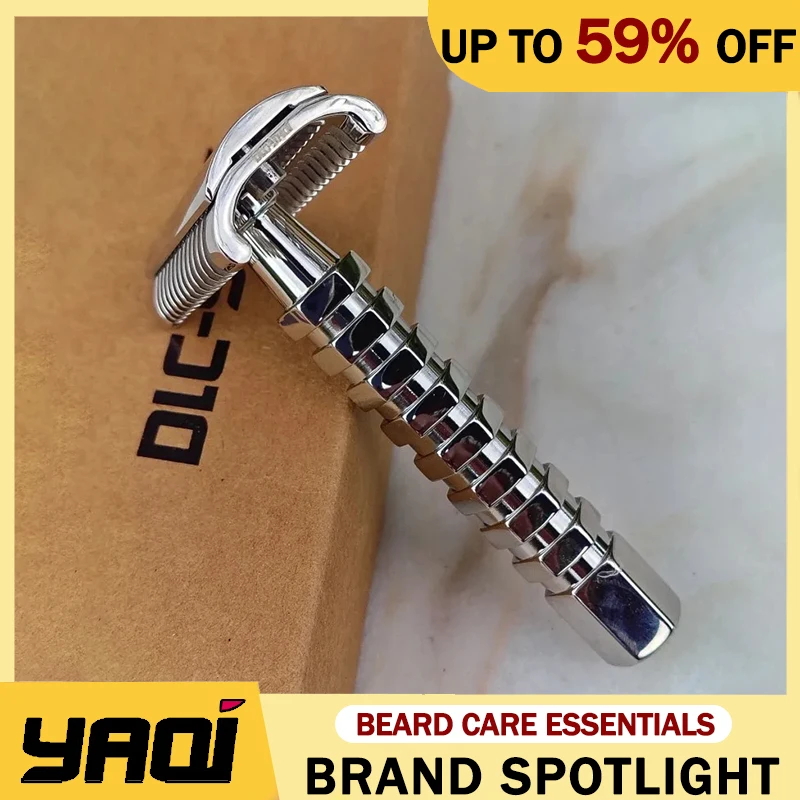 야치 두오모 스테인리스 스틸 안전 면도기, 0.70mm 블레이드 간격과 80mm 핸들 길이를 갖춘 정밀한 전문 면도기를 제공합니다.