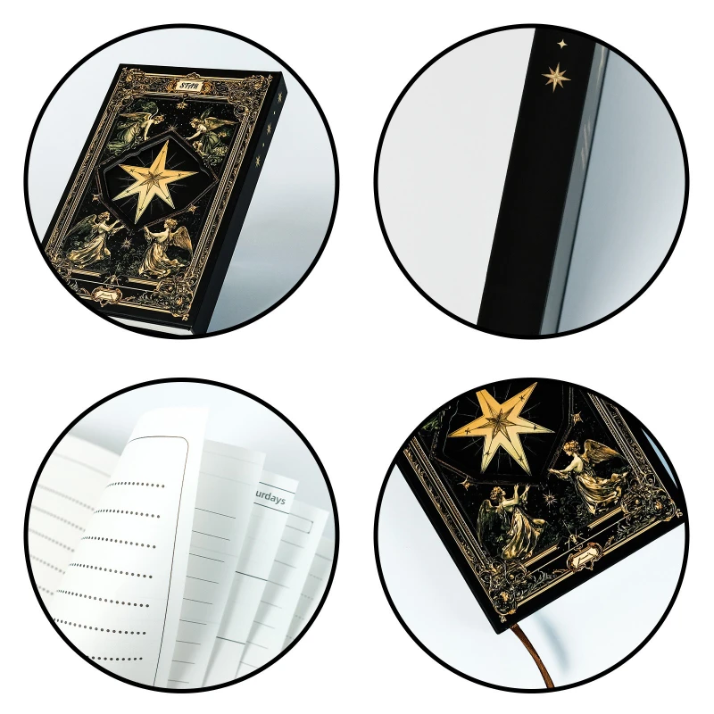 Black Gold Hexagram Tarot Cover Notebook Journal