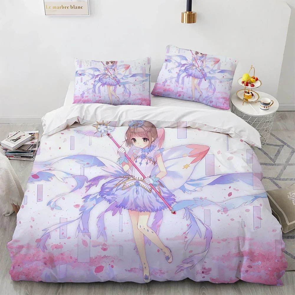 Anime Card Captor Sakura Bettwäsche Set Bettbezug Schlafzimmer Tröster Abdeckungen Einzel Twin King Size Bettbezug Heimtextilien 2/3PCS – Detail 5