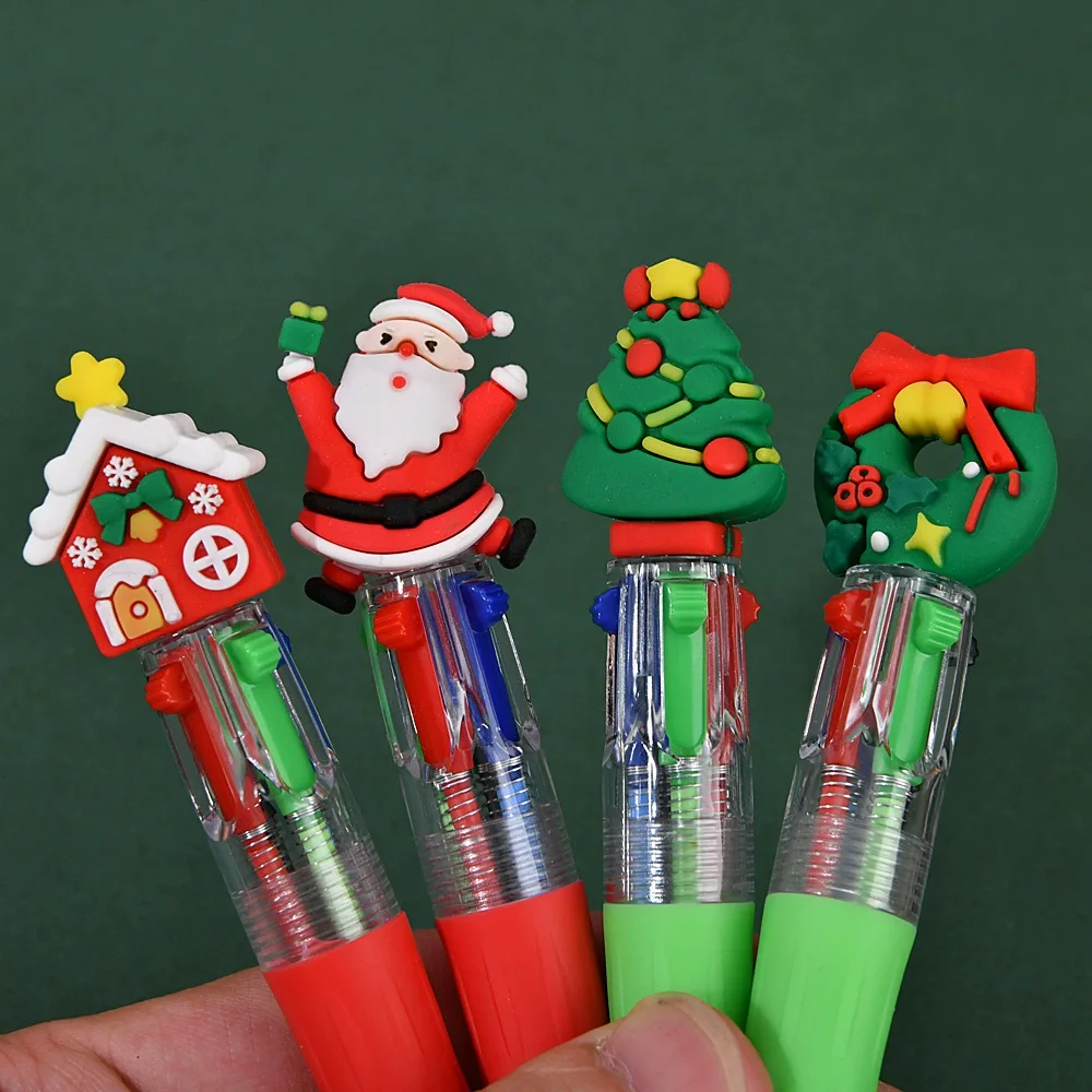 10Pcs/Lot Cute Christmas Cartoon 4 Color Ballpoint Pen Kawaii Mini Pocket Pen Christmas Gift Student School Office Stationery S9a283e1a77034fd19be539baf3cdc19b2