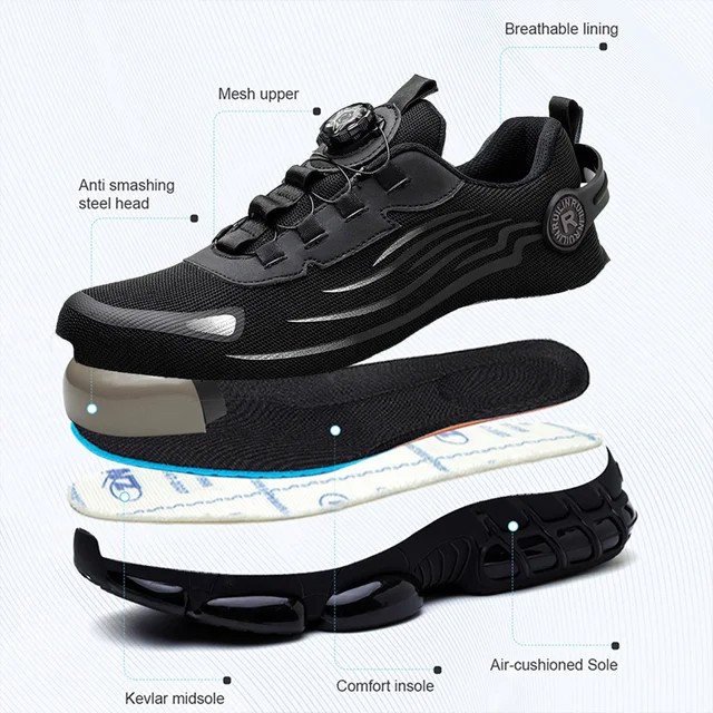 Indestructible Steel Toe Protective Safety Shoes Slip Resistant Abrasion Resistant Work Shoes Men Tough Comfortable Sneaker ﻿ 2