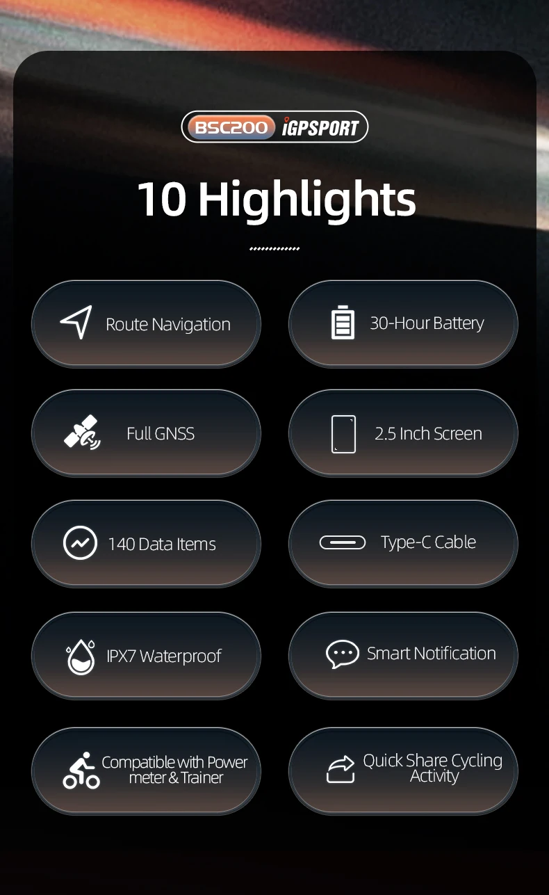 Description Picture 3 of itemIGPSPORT BSC200 GPS Bicycle Computer Cycling Odometer Wireless Speedometer Route Navigation ANT+ Bluetooth 5.0 Accessories