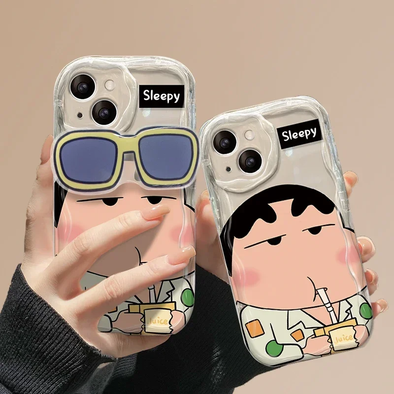 C-Crayon S-ShinChan Glasses Support Wave Case for iPhone 16 15 14