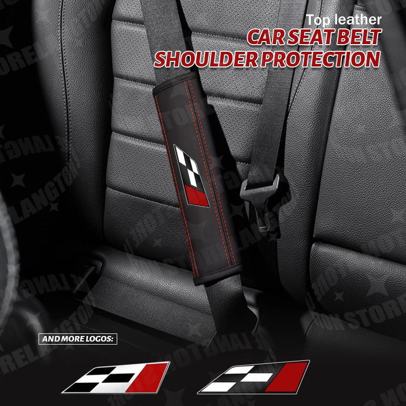 Seat Belt Covers Safety Belt Shoulder Guard Car Seat Belt Accessory 2Pcs Car Styling Racing Flag Race Flag Logo Leather Car Safety Belt Shoulder Cover Pads For Ibiza Leon Toledo Mii Born Cordoba