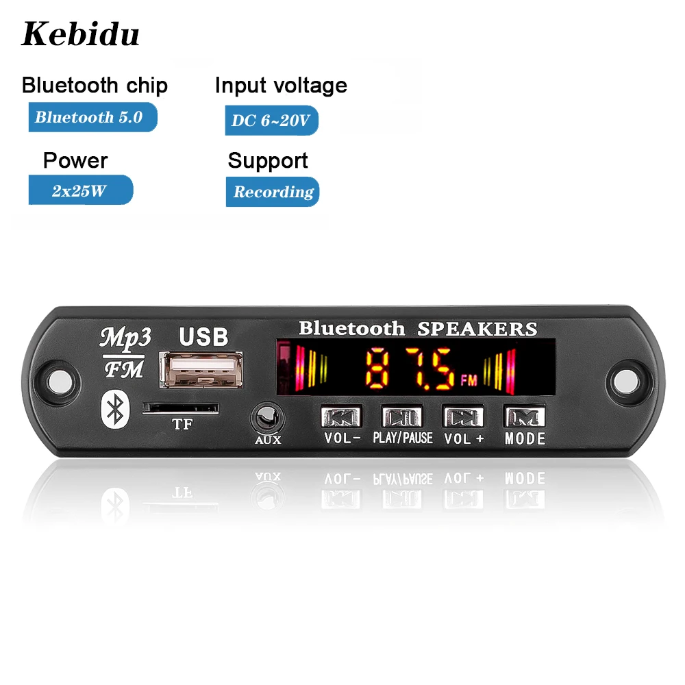 Bluetooth 5.0 12V 18V MP3 WMA Decoder Board Car Audio USB TF FM Radio Module Wireless MP3 Player with Remote Control Car kit car multimedia player car radio car radio player car music player mp3 music player