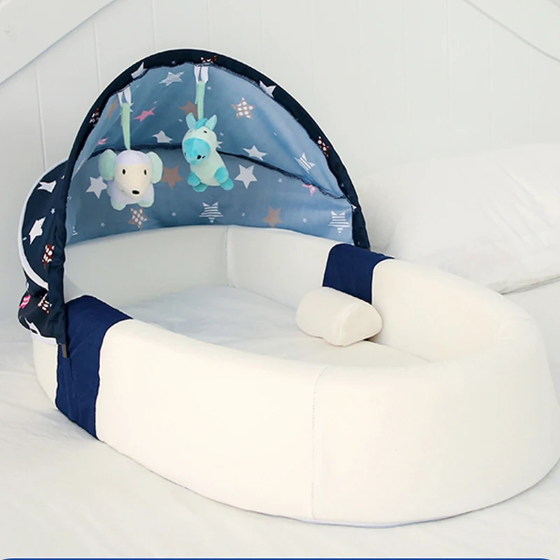 

Portable Nest Bed Baby Crib Foldable Movable Newborn Bed Bumper Protection Anti-pressure Baby Lounger With Mosquito Net