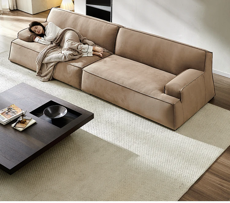 Italian minimalist Damascus straight row fabric sofa Modern simple size