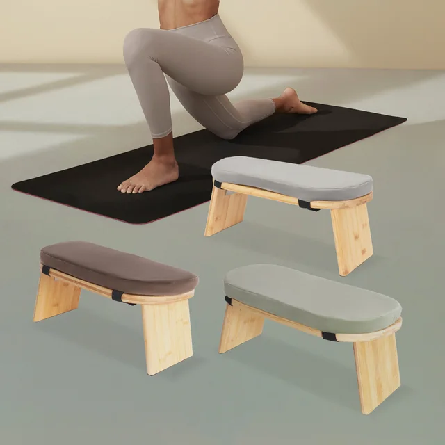 Bymaocar Meditation Bench, Foldable& Ergonomic Meditation Stool, Foldable Kneeling Meditation Bench  Coffee/Gray/Green Color