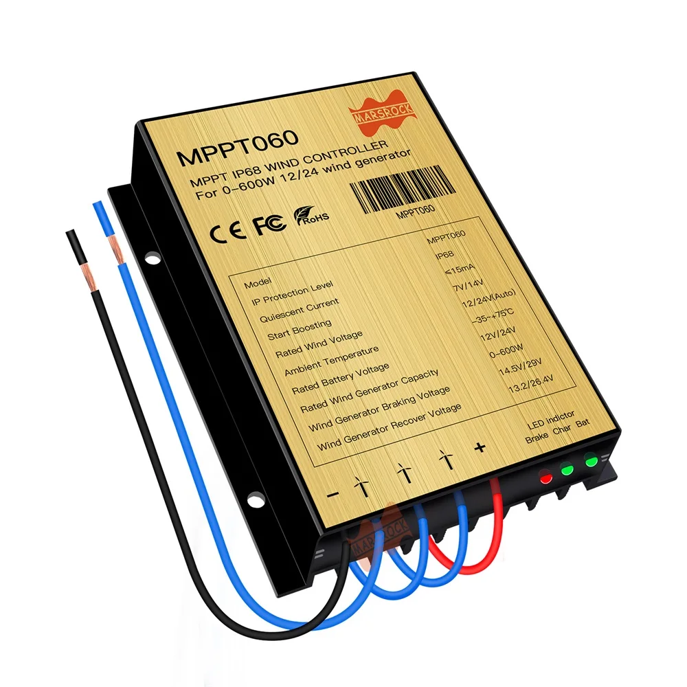 

0-600W 12V/24V Mini Wind Turbine Generator Controller With Indicator IP68 Waterproof 25A Automatic for DC and AC Windmill