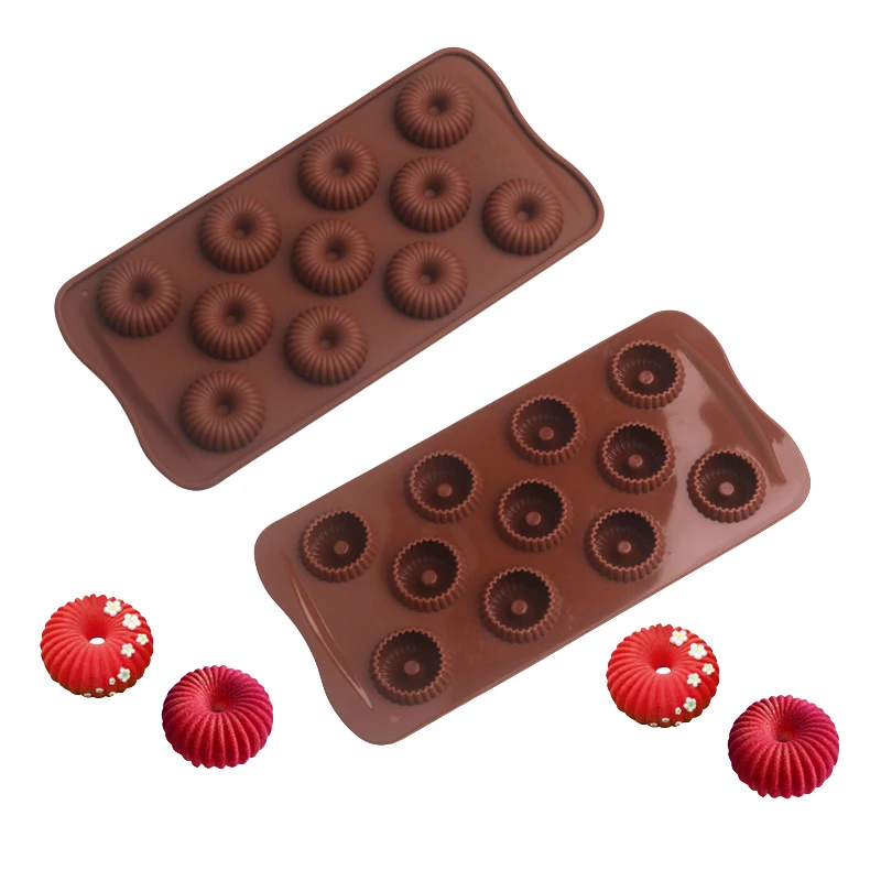 SHENHONG Mini Spiral Donuts Shaped Chocolate Mold Small Size Silicone Candy  Mould Chocolate Bakeware Dessert Decorating Tools