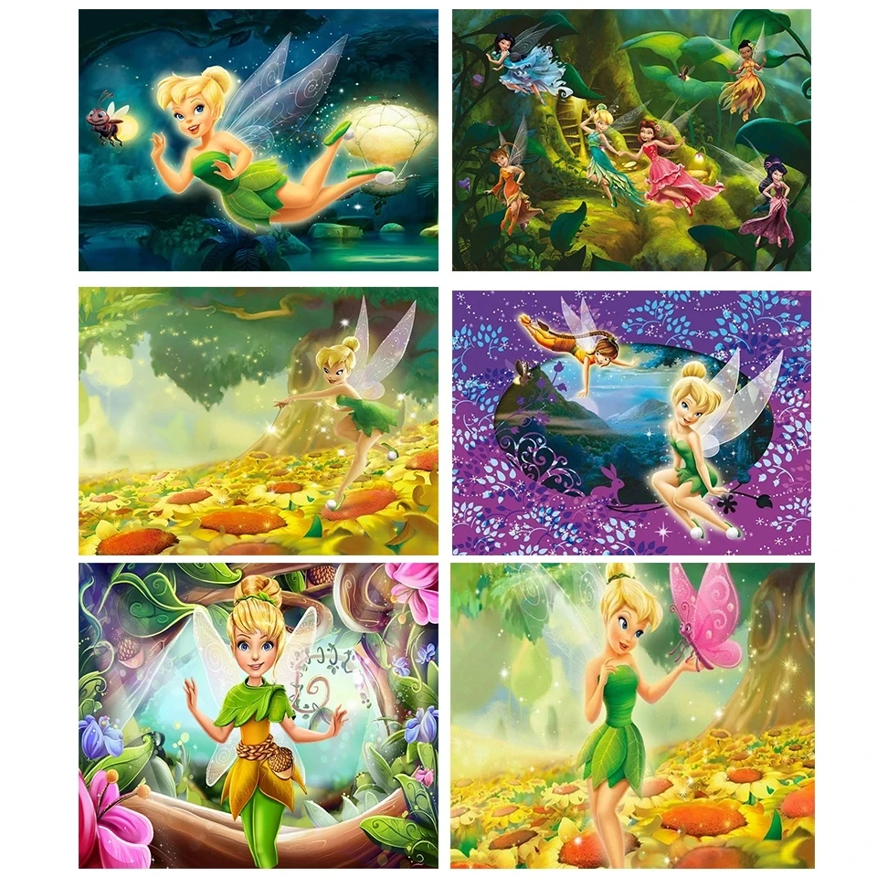 Disney Cartoon Tinkerbell Fairy Diamond Drawing Round/Square Drill Kit Ricamo Mosaico Strass Craft Per La Decorazione Domestica