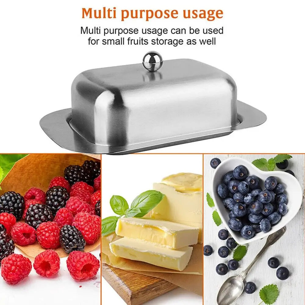 Stainless Steel Butter Dish with Lid Holder Kitchen Butter Serving Container Cheese Storage Keeper Tray Kitchen Dinnerware storage box