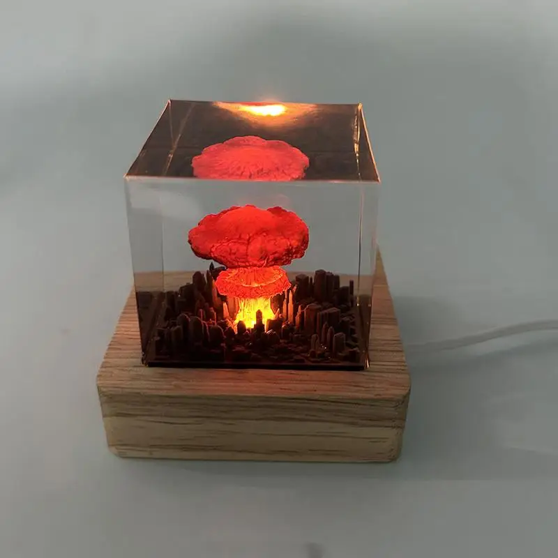 Nuclear Explosions Bombs Mushroom Cloud Lamp Flameless 3D Atomic Atmosphere Lamp For Courtyard Living Room Bedroom Decoration