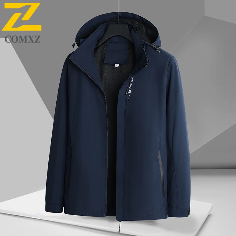 COMXZ Windbreaker Men's Workwear Jacket Waterproof Windproof Outdoor Coat Streetwear Hiking Travel Sports Trendy Windproof Coat