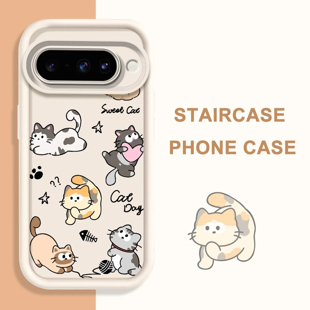 Playful Cat Staircase Soft Phone Case Cover