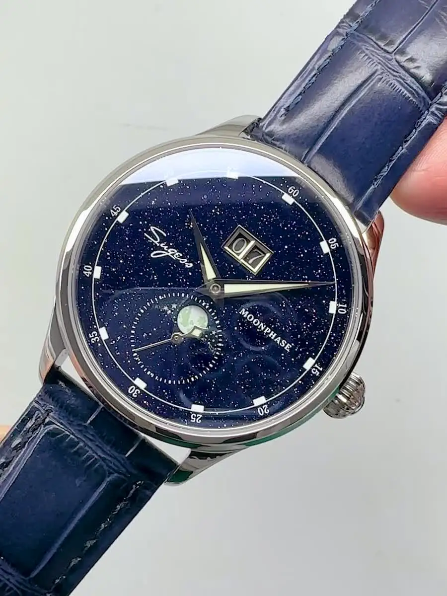 Sugess Moonphase Watch of Men 40mm Automatic Mechanical