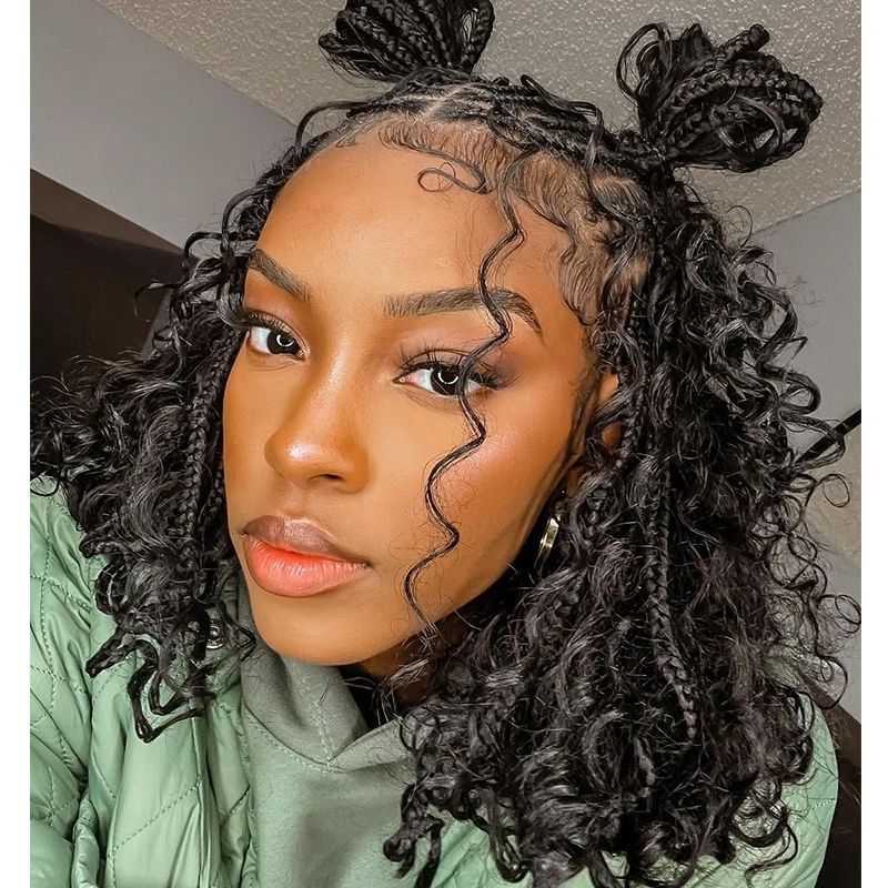 8 Packs Goddess Box Braids Crochet Hair Synthetic 10 Inch Boho Crochet Box Braids With Curl Ends Box Braids Hair Extensions 1