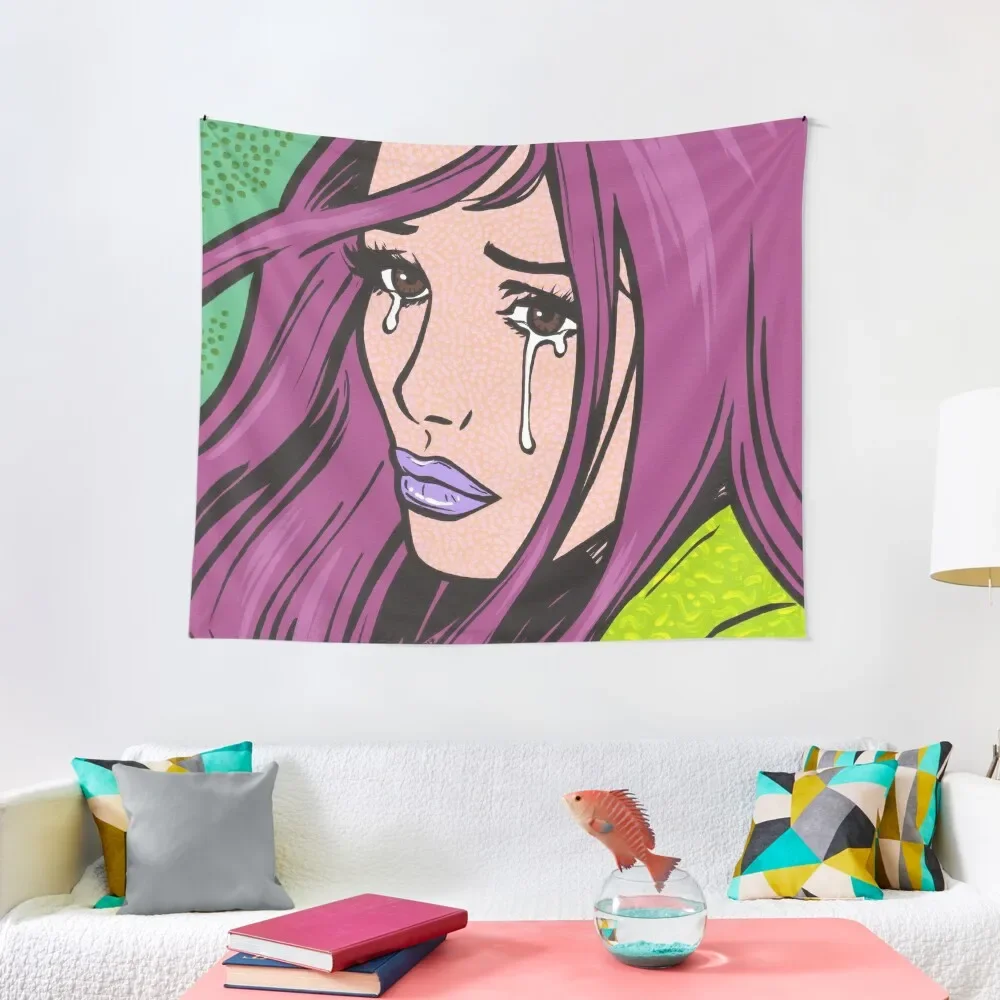 

Purple Crying Comic Girl Tapestry Bedrooms Decor Bathroom Decor Tapestry