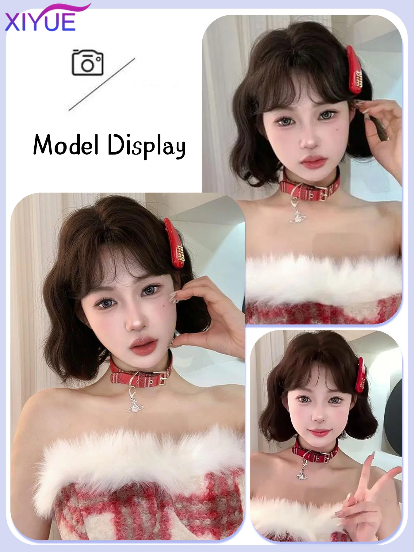 XY Synthetic Wavy Bob Wigs with Bangs Short Blonde Ombre Synthetic Wig With Dark Roots Natural Hair for Daily