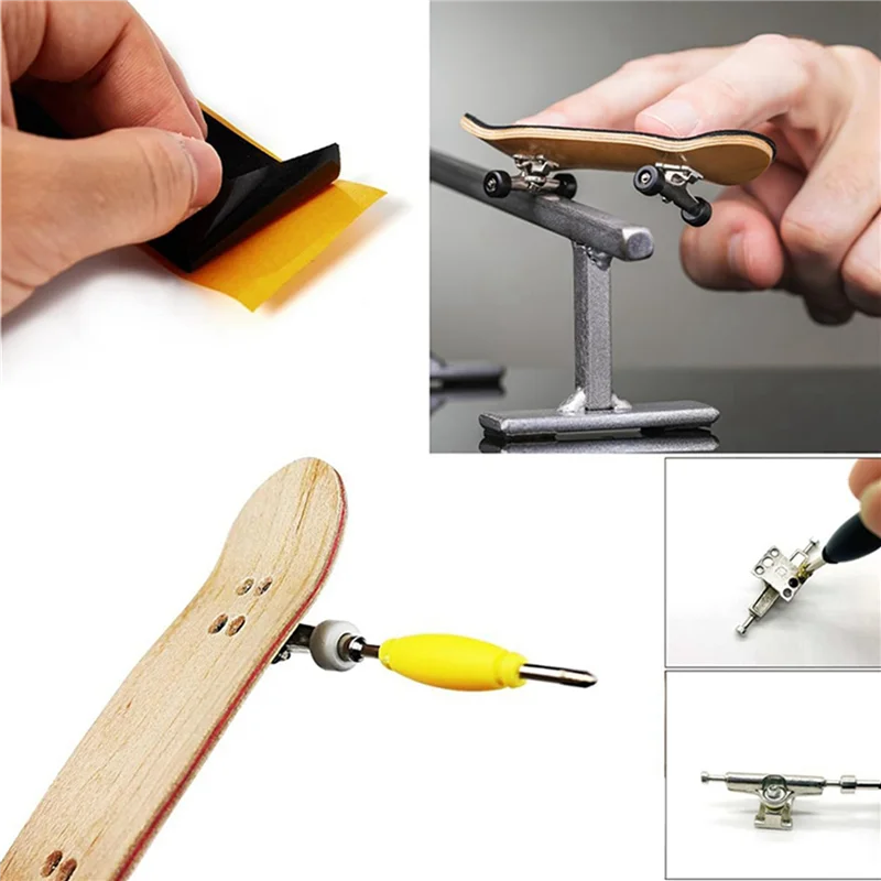 24 팩 핑거 보드 그립 테이프 스티커 폼 스티커 교체 + 핑거 스케이트 보드 용 스크루 드라이버 도구 너트 드라이버
