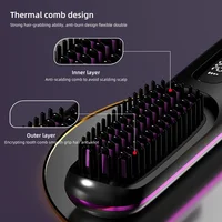 Peigne électrique en céramique avec chauffage Usb, LCD, sans fil, Portable, outil de coiffure à ions négatifs, brosse à lisser Rechargeable 4