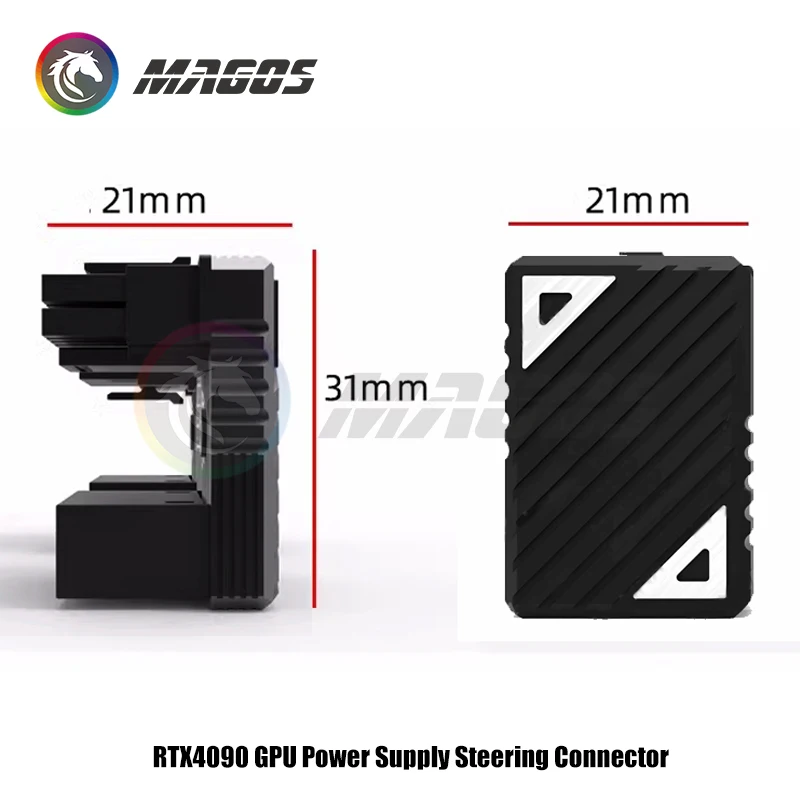 High-Power GPU Connector Adapter - 600W Elbow Wiring Artifact in Black/Silver