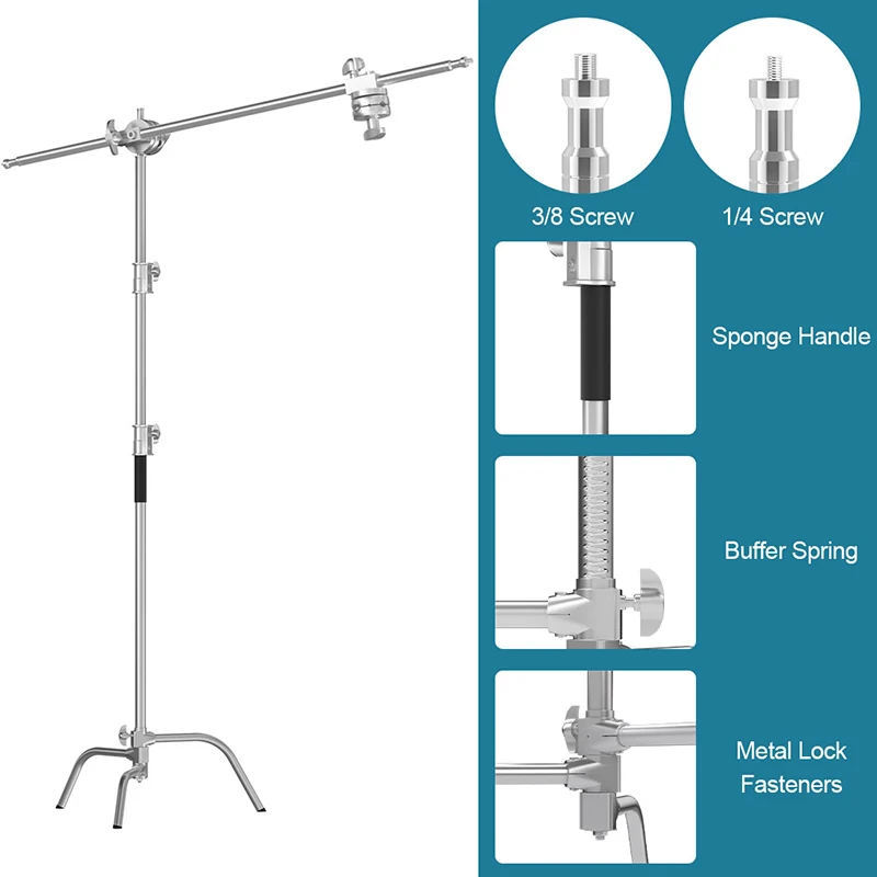 Photography Heavy-Duty C-stand With Boom Arm For Studio Softbox,Ring Light,Sun Light Reflector With Portable Bag Tripod Two Size