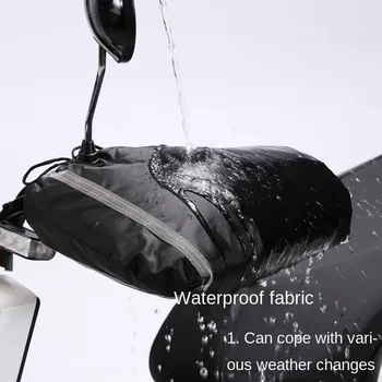 Waterproof Motorcycle Handlebar Gloves Winter Hand Protector Windproof Liner Warm Motorbike Scooter Handle Cover Gloves 2pcs 3