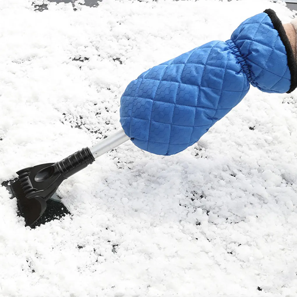 Car Windshield Ice Scraper Mitt With Warm Gloves Waterproof Snow Shovel Brush Scratch-Free Snow Removal Tools for Car Cleaning