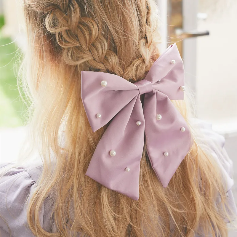 Sweet Cute Japanese Women's Barrettes Early Autumn Diamonds Bow Hairpin Ornament Fashion High-End All-Match Bag Lanyard Pendant