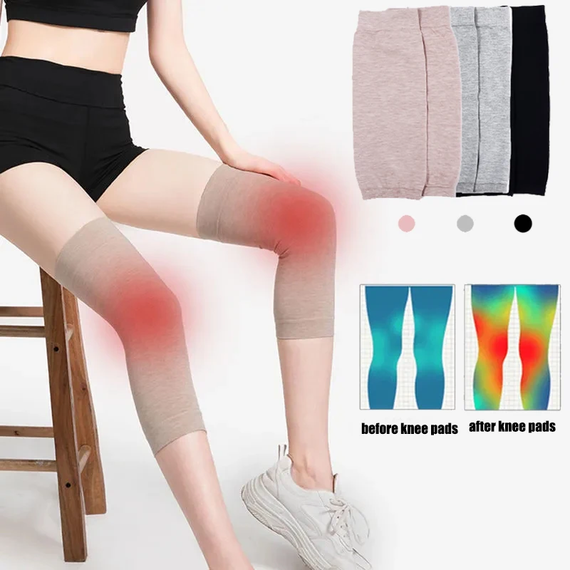 

2 Pcs Knee Support Protector Leg Arthritis Injury Recovery Gym Sleeve Elasticated Bandage Knee Pad Knitted Kneepads Warm