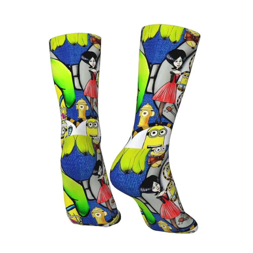 Custom Cool Print M- Minions Cartoon Socks for Women Men Stretchy Summer Autumn Winter M- Minions Bananas Crew Socks 104 S9a29eb67da6e4347af25ea79a8d180b98