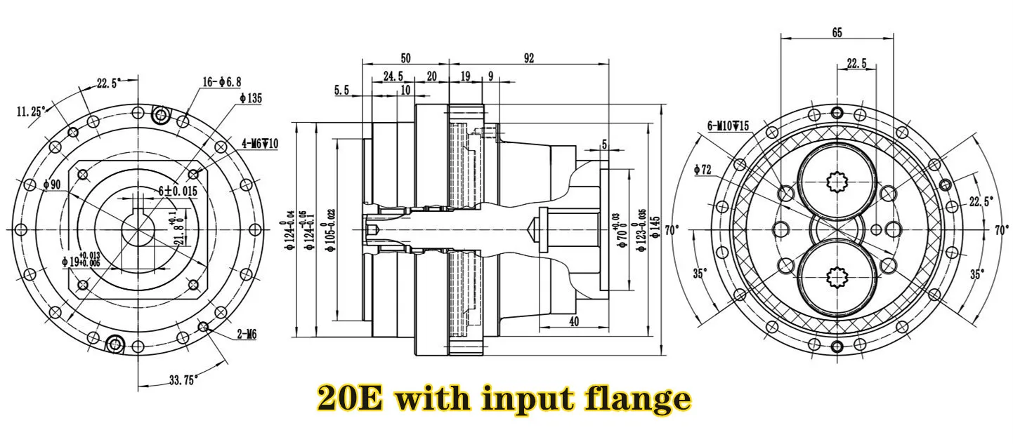 Description Picture 4 of itemRV-20E With Flange Gearbox High-precision Cycloidal Pinwheel RV Reducer Semi sealed and Fully sealed 750w Servo Motor Robot Arm