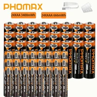 PHOMAX Rechargeable Batteries AA 3400mWh AAA 666mWh Lithium-Ion Battery 1.5V AA/AAA Cell for Clocks Mice Computers Toy Remote 6