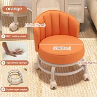 Pulley Stool with Wheels, Low Stool Door, Shoe Changing Stool, Small Stool, Movable Backrest Stool, Comfortable for Children 4