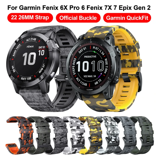 22mm 26mm Silicone Strap For Garmin Fenix 6 6X Pro 7 7X 5 5X Plus Epix 3 HR  Enduro Mk2 Mk2i Smartwatch Bracelet Quickfit Band