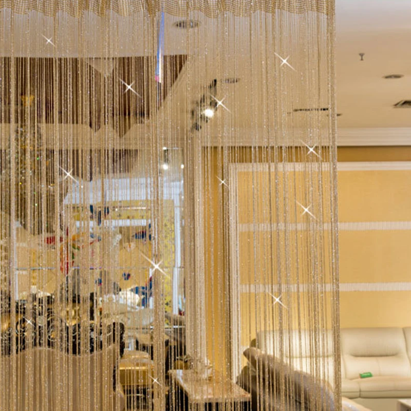 Flash Wire Curtain Door Curtain Hanging Living Room Partition Decoration 1*2m