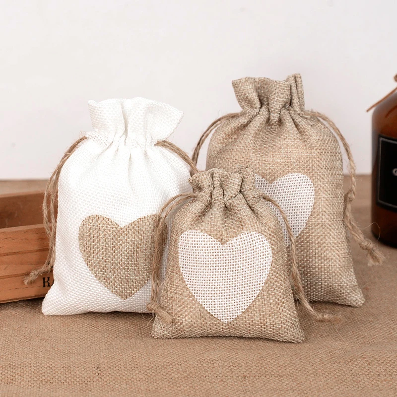 

10pcs Linen Drawstring Bag Vintage Natural Burlap Gift Candy Bags Wedding Birthday Favor Bags Jute Gifts Jewelry Wrapping Pouch