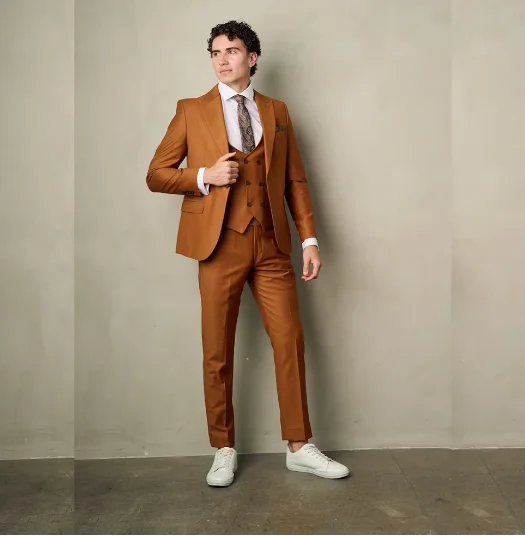 Luxury Men's Suits Blazer Solid Color 3 Piece Jacket Pants Vest Single Breasted Peaked Lapel Formal Party Blazer