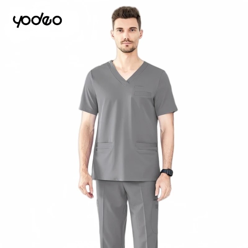 High-end elastic matcha green brushing hand clothing men short/long sleeved set quick drying operating room surgical clothes