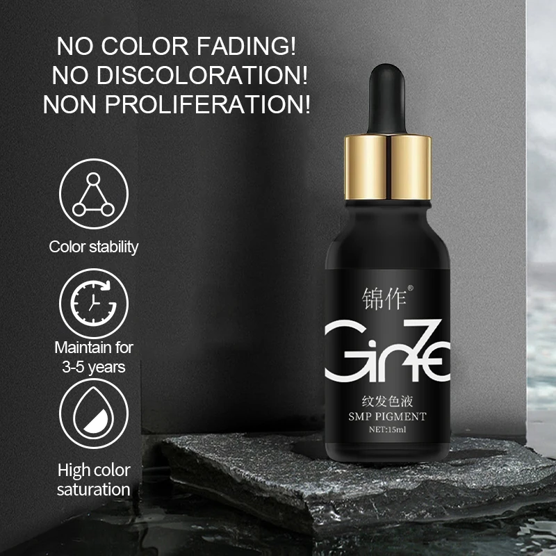 Ginzo SMP Scalp Pigments 15ML/Bottle 3 Colors Black Scalp Tattoo Pigments Microblading Hairline SMP Tattoo Inks Liquid Body Art tattoo ink tattoo ink pigment