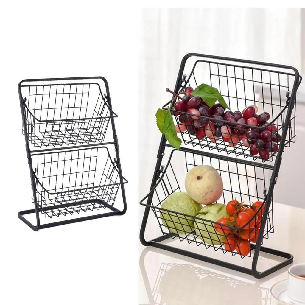 

2 Tier Kitchen Spice Rack Seasoning Storage Shelf Fruits Organizer Holder