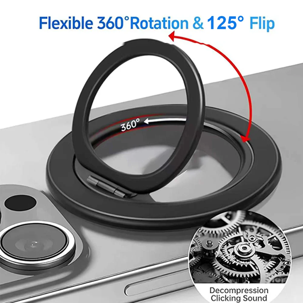 360 ° 회전식 마그네틱 폰 링 (MagSafe 폰 그립용) 유니버설 마그네틱 폰 스탠드 (아이폰, 삼성 호환) 핑거 링 홀더