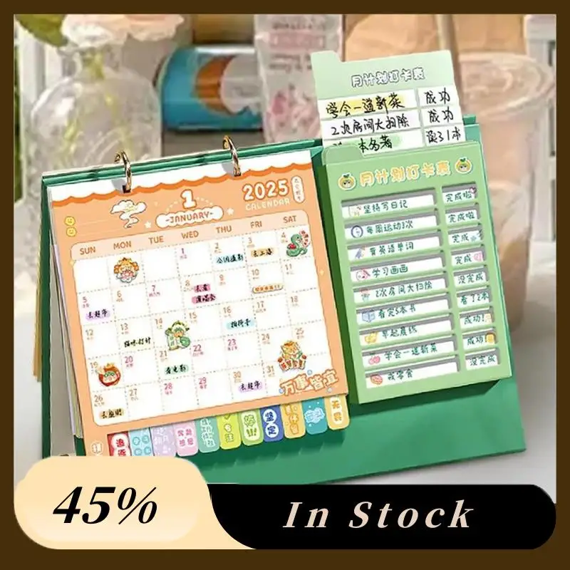 A60Z Top Desk Calendar Year Of The Snake Tabletop Flipes Monthly Calendar Schedules Planner With Labels For Kids Planning