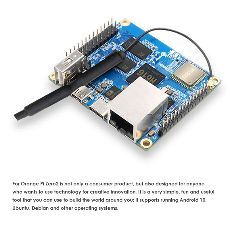 

Для Orange Pi Zero 2 макетная плата H616 Cortex-A53 четырехъядерная макетная плата с корпусом + адаптер питания вилка стандарта США